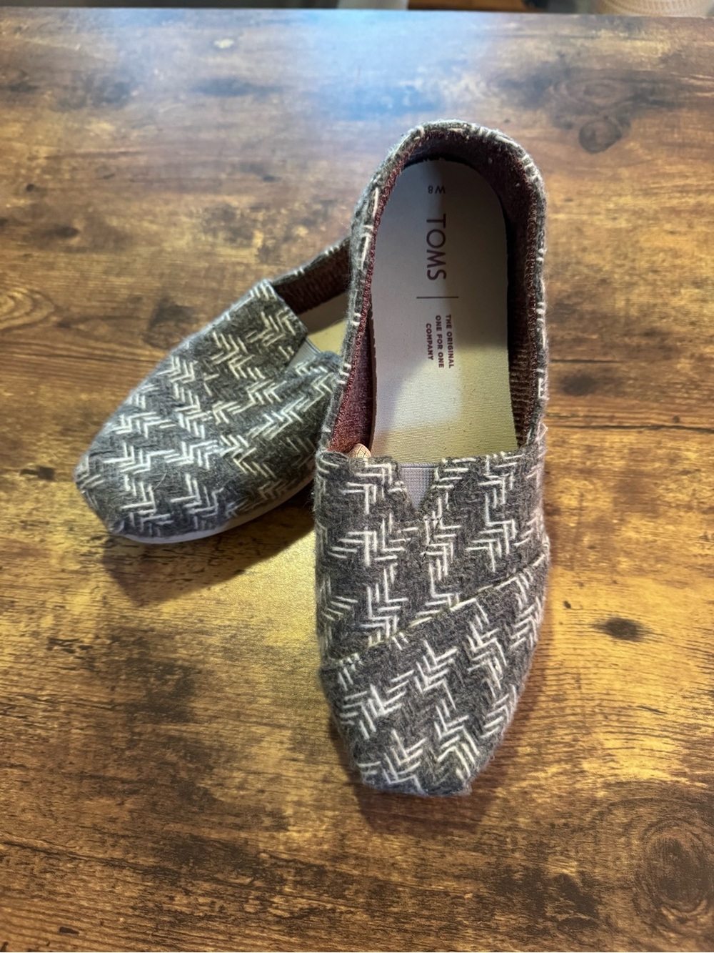 Toms Gray Patterned Slip-On Flats